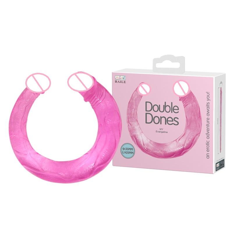 Двусторонний фаллоимитатор Baile Double Dong, фиолетовый BI-040001-0603 - Baile - Двухсторонние фаллоимитаторы - Купить
