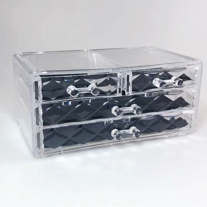 Acrylic Make Up Organizer 4 Drawer Storage Box Cosmetic Box