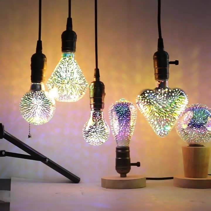 3D Decoration LED Bulb E27 85-265V Vintage Edison Light Bulb Star Fireworks Lamp Holiday Night Light Novelty Christmas Tree