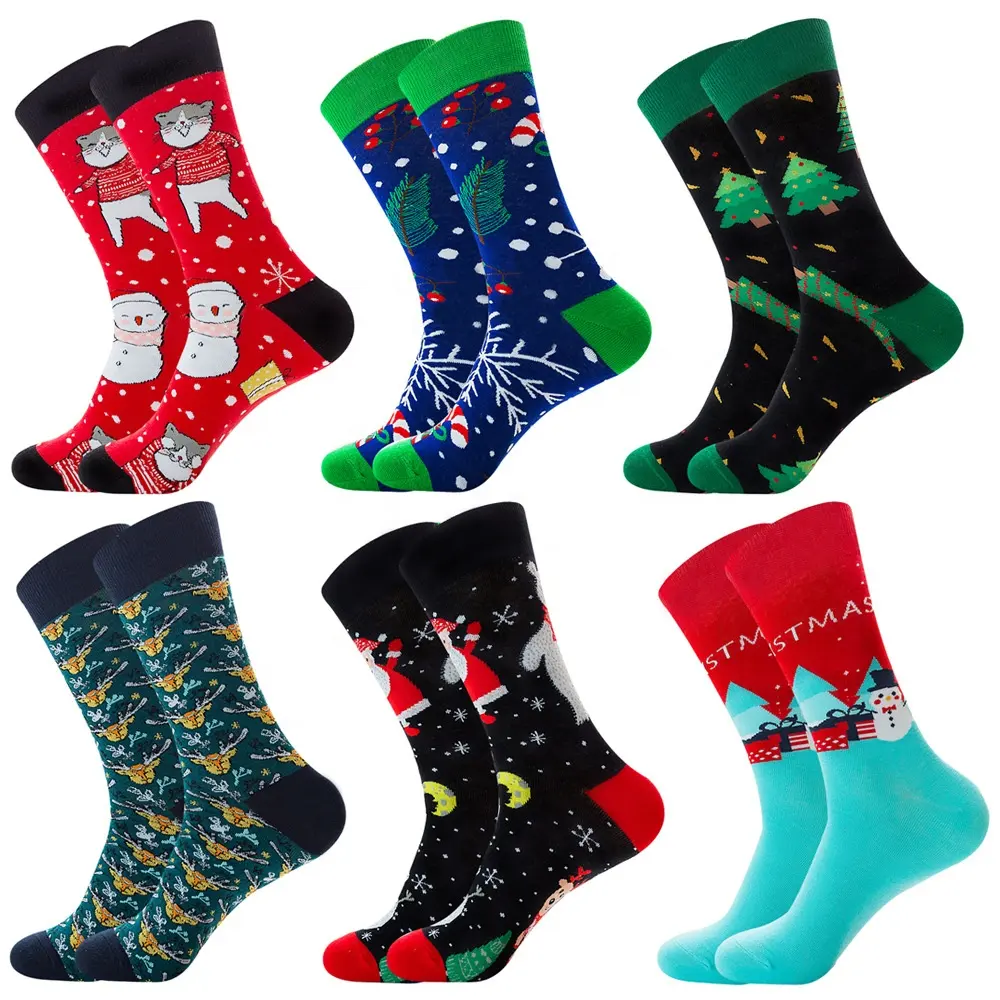 Amazon Осенние новые носки с Санта-лосем хлопковые носки мужские рождественские носки