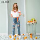Wholesale OEM size logo service High Quality Short Jeans Women,high waisted jeans shorts