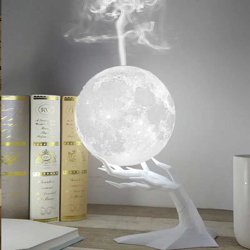 880ML Ultrasonic Moon Air Humidifier Aroma Essential Oil Diffuser with LED Night Lamp USB Mist Maker Humidificador Drop Ship