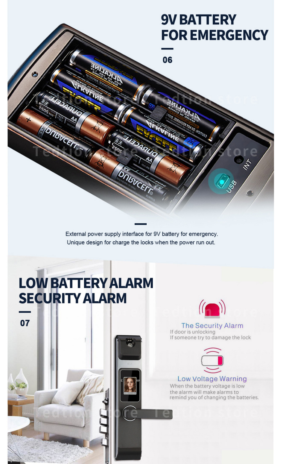 Security Intelligent Push Pull Digital Smart Face Lock with Eye Camera Scanner