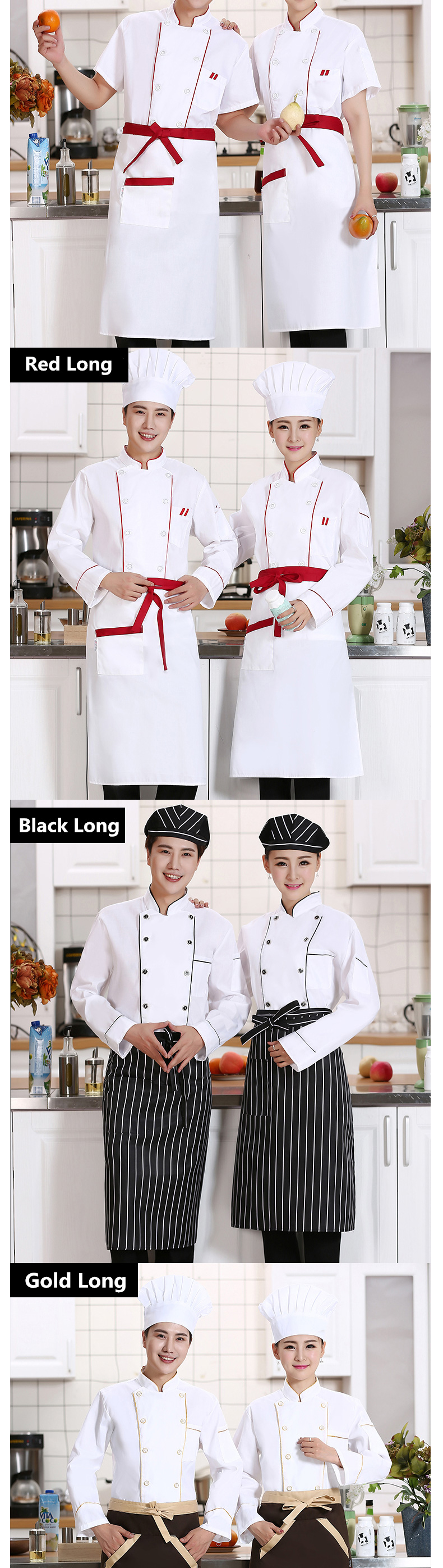 Man Woman Restaurant Bakery BBQ Jacket Kitchen Cook Uniforms Breathable Chef Apron Work Clothes custom