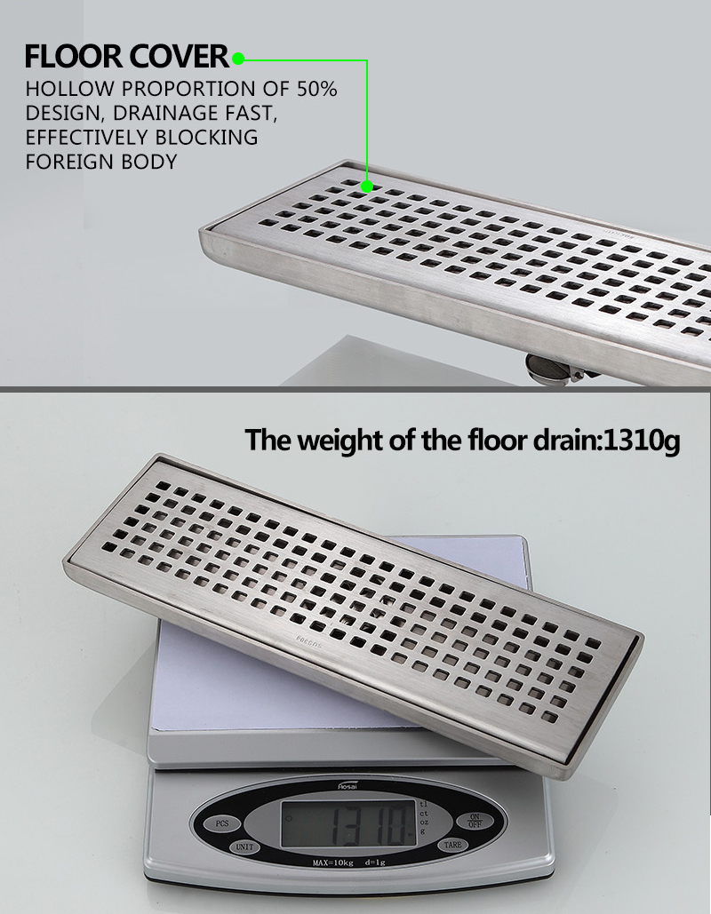 Latest Design 33*14*8CM Bathroom Conceal 304 Stainless Steel Grate Shower Deodorant Floor Drain With Bathtub Drain Protector