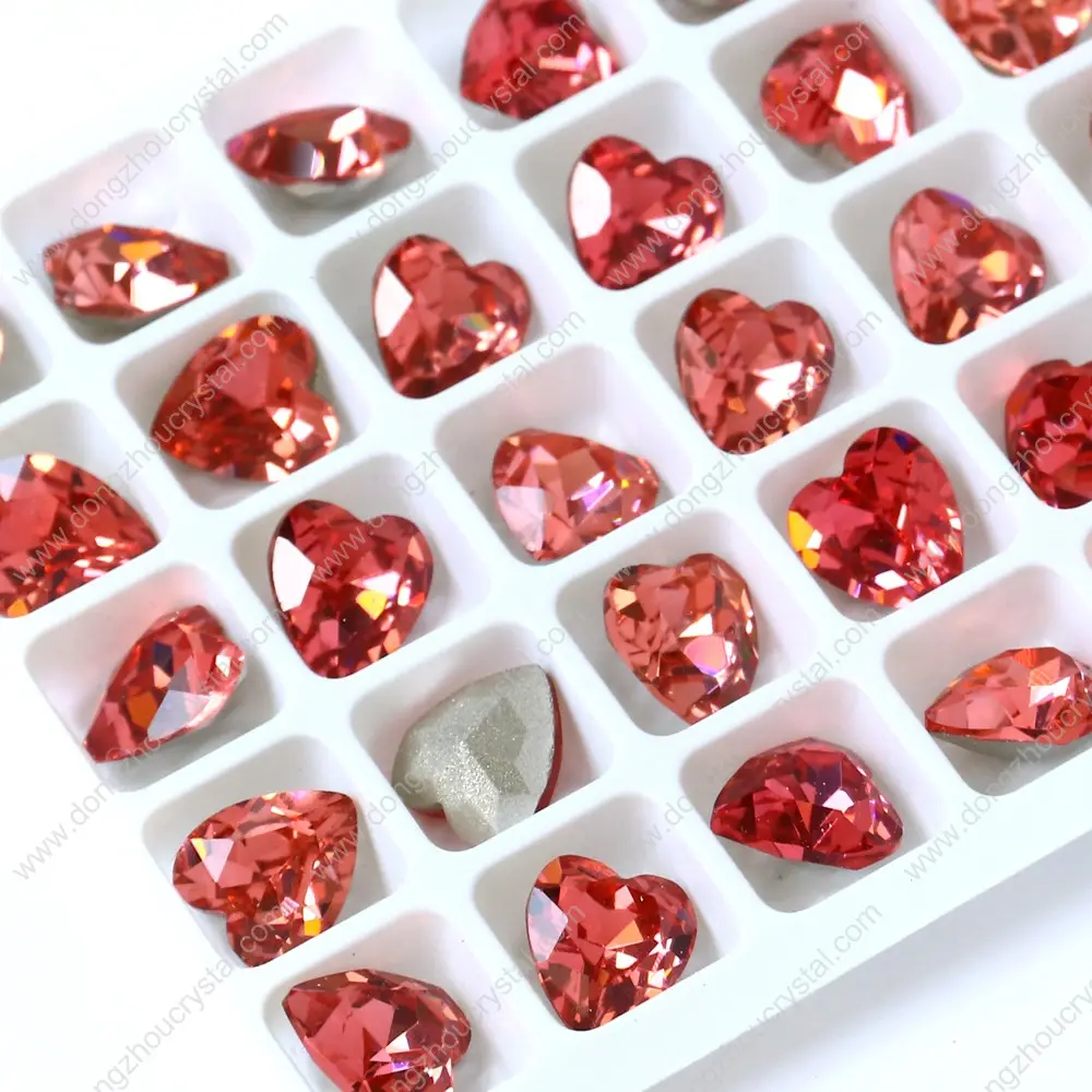 Wholesale Dongzhou Crystal Gemstone Beads Pointed Back Heart Shape Crystal Glass Rhinestone For Jewelry Making