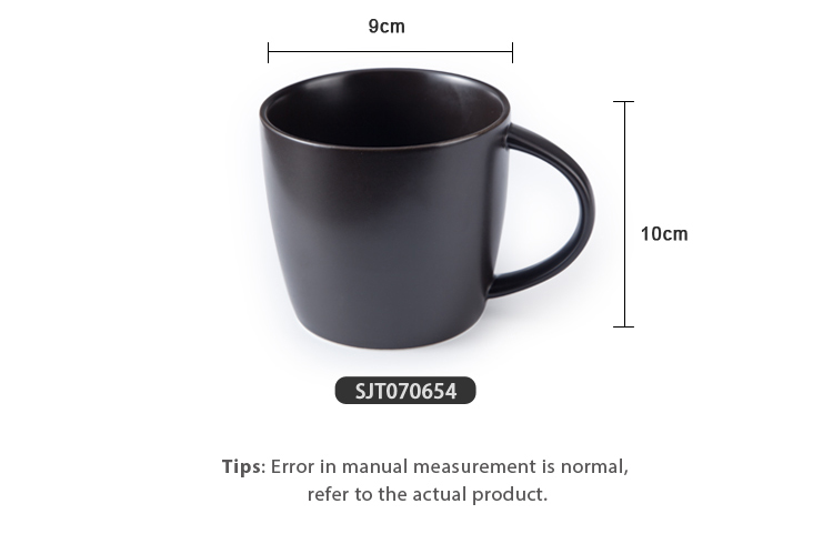 Custom Design 400ml Ceramic Coffee Mug Black With Big Handle