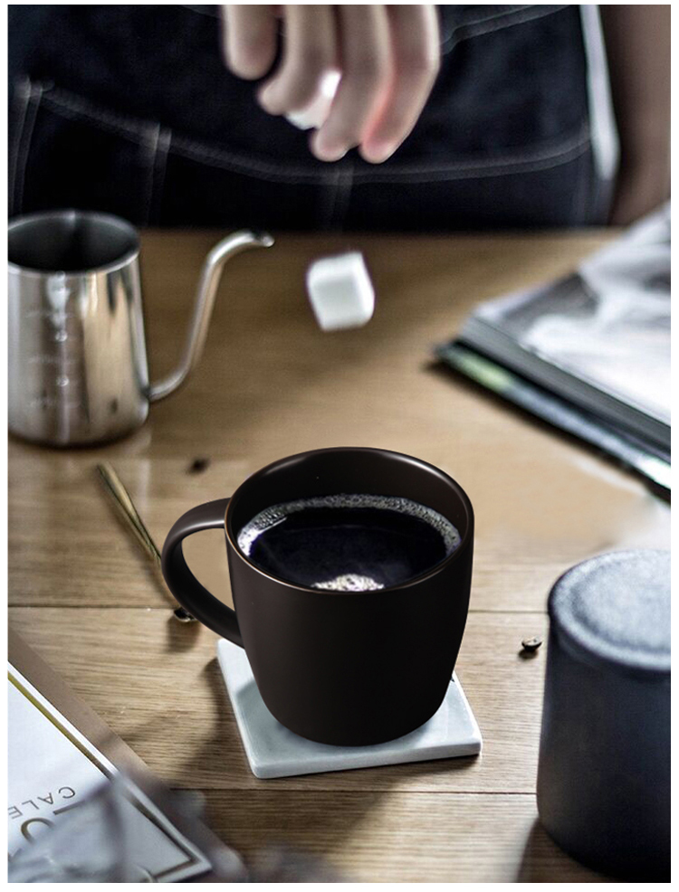 Custom Design 400ml Ceramic Coffee Mug Black With Big Handle