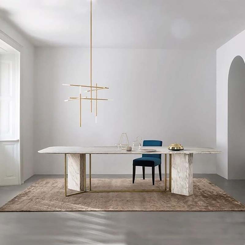 Best Selling dining room Furniture Modern Marble dining table rectangular shape stainless steel restaurant dining room tables