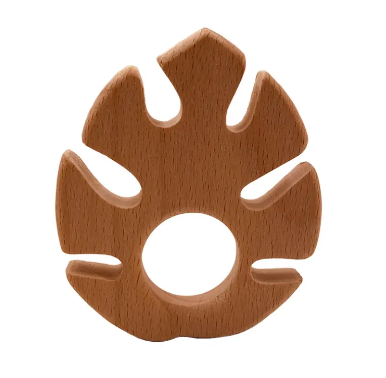 Heybabee Игрушка-прорезыватель из натурального бука с листьями, деревянные сенсорные игрушки на заказ