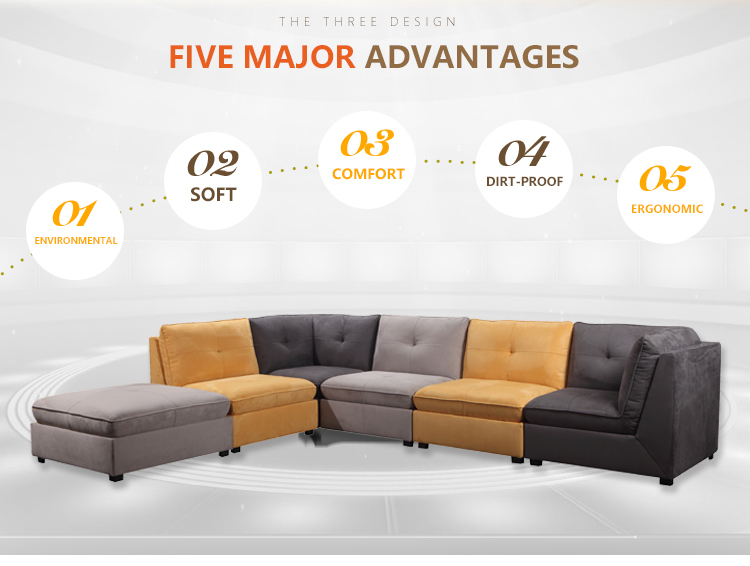 Modern design corner sofa set Soft fabric lounge furniture living room sofa