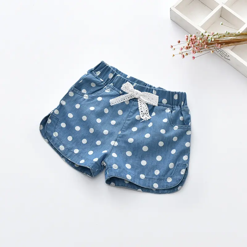 Summer Cotton Children's Thin Denim Shorts Trousers Baby Girls Boys Printed Dot Shorts