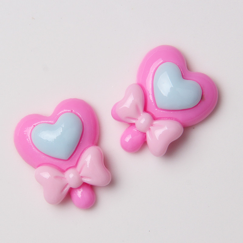 Sweet Heart Bowknot Lollipop Candy Resin Flatback Kawaii Craft Supplies Resin Cabochons Artificial DIY Crafts Making