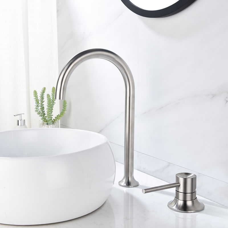 professional manufacturer 304 stainless steel brushed 2 holes hot and cold mixed basin faucet