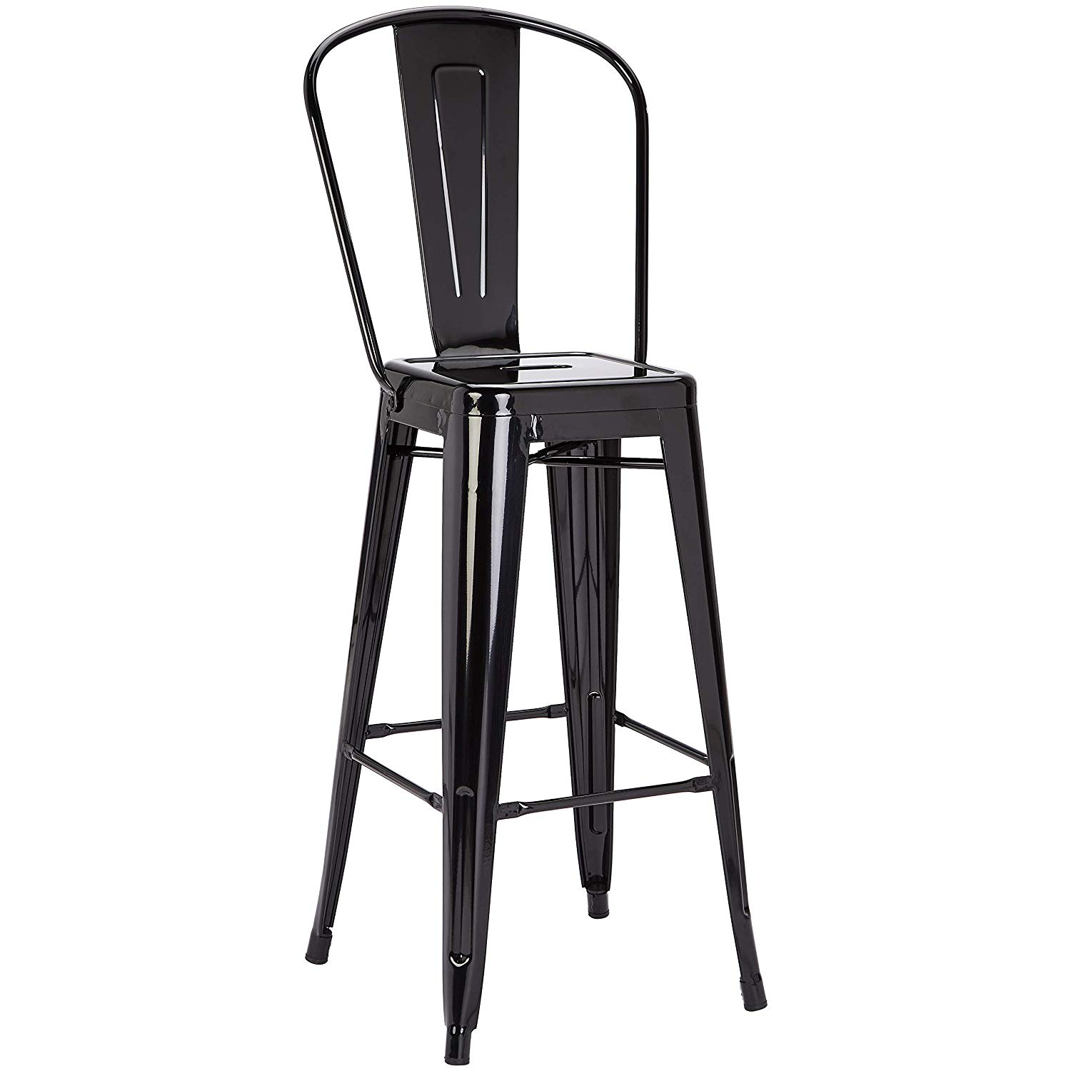 Full Metal Silla Bar Industrial Bar Furniture Black Silver Kitchen Counter Height Bar Stools Backs