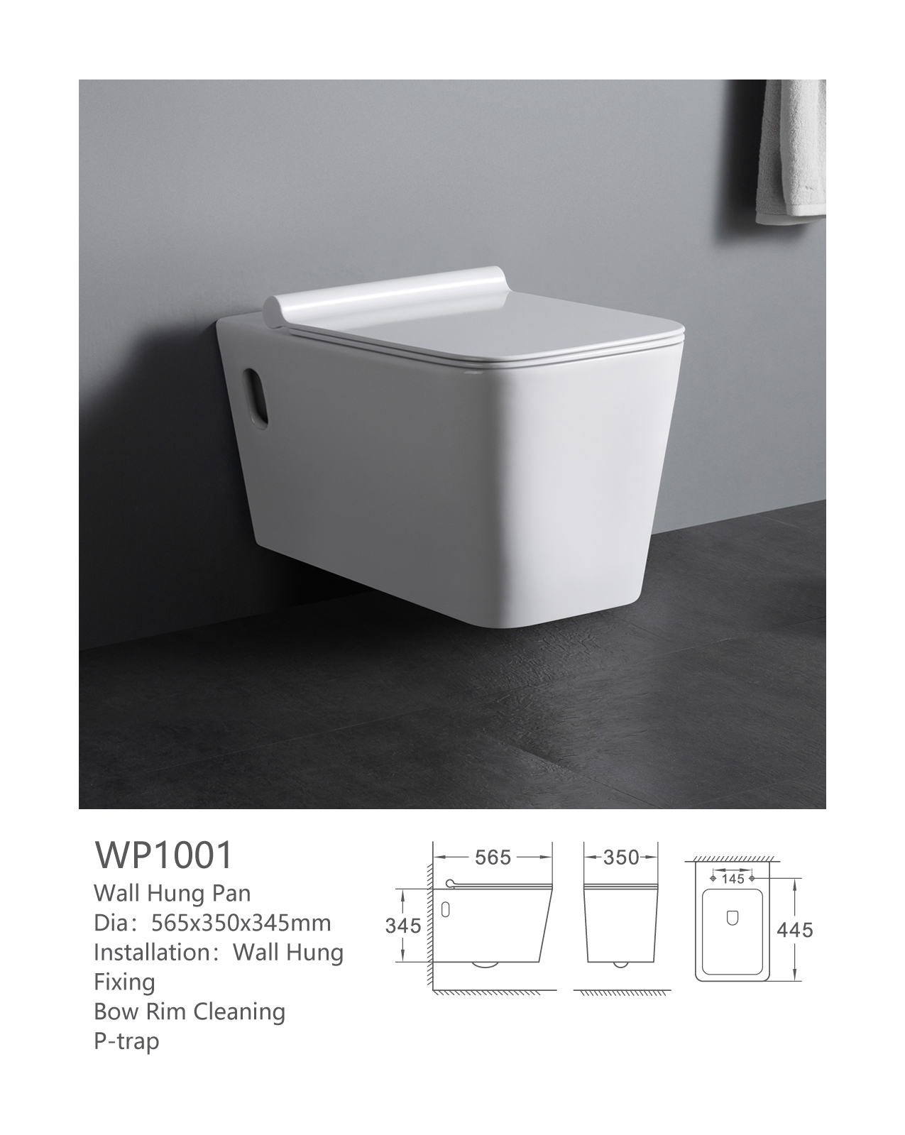 WP1001 European style wall mounted water closet cheap ceramic wall hung wc toilet
