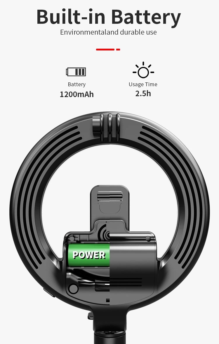 Bâton de selfie extensible bague lumière L07 dans trépied Avec 5 pouces anneau lumière télécommande sans fil Selfie bâton