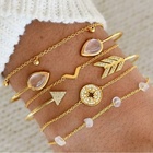 European and American cross-border jewelry new compass broken turquoise V-shaped bracelet six-piece combination