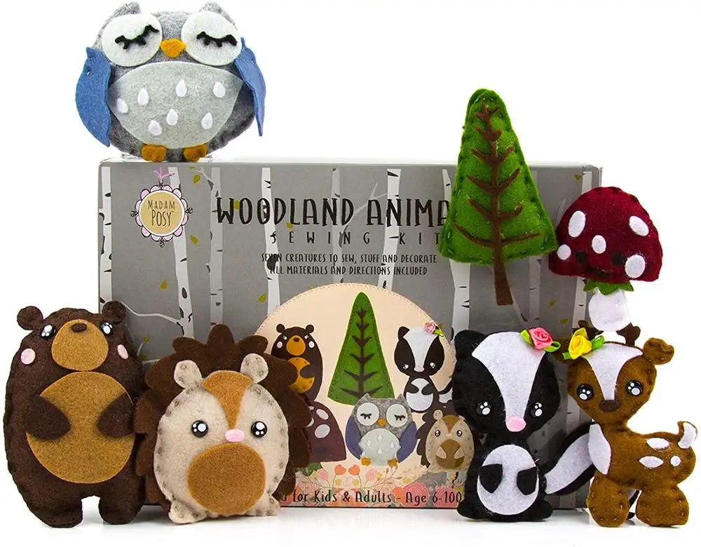 wholesale christmas woodland animal hand stitch girls boys educational bulk felt diy sewing art craft kits for kids