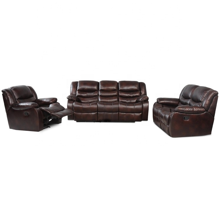 Hot-selling cheap Grey dubai 3 seater leather  air  manual recliner sofa in china