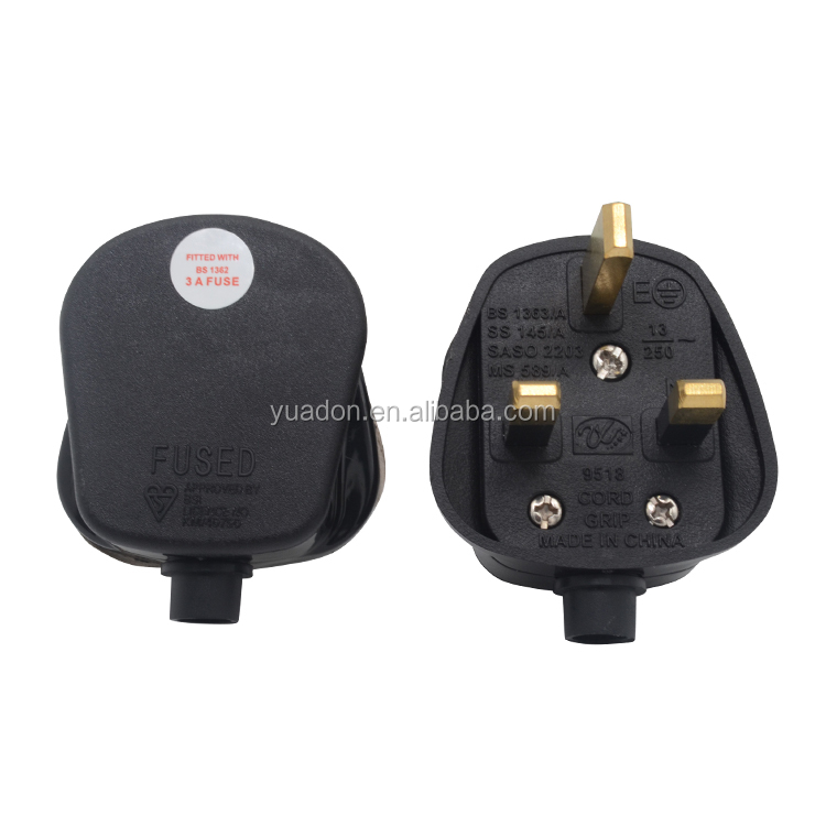 MAINS PLUG, 5A FUSE FITTED 5Amp BLACK Pack of 10