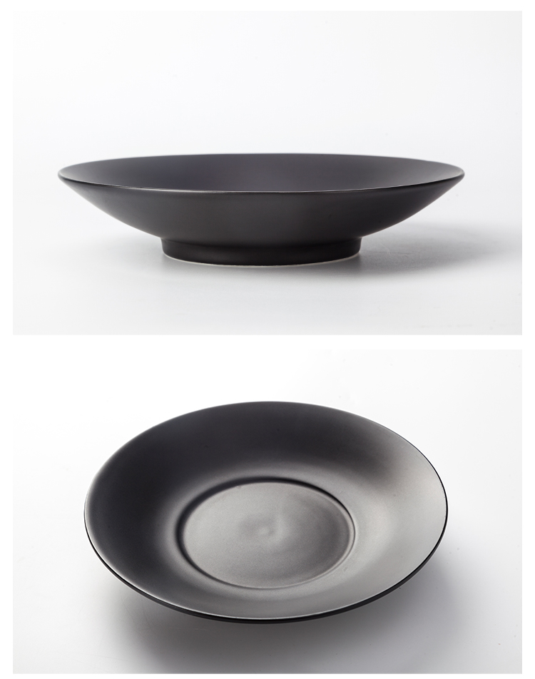 China Chaozhou Matte White And Black Round Sushi Japanese Plate Ceramic