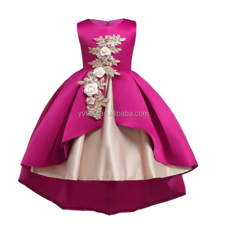 Floral Embroidery Sleeveless Princess Party Dress Girl Multicolor Princess Dress