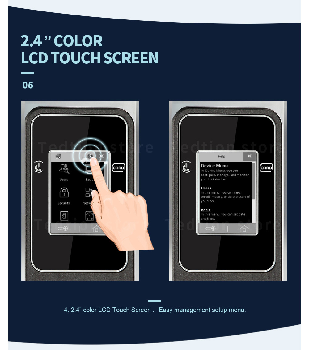 Tediton Outdoor Biometric Fingerprint Smart Digital Door Lock with Face recognition