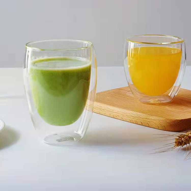 Heat Resistant  Food Grade Double Wall Glass Milk Cup Couples Mugs
