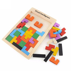 Custom OEM LOGO Toddler Baby Toy Wood Tetris Game Wooden Jigsaw Puzzle