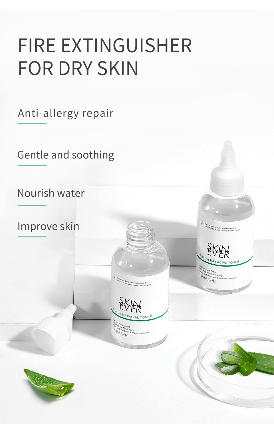 SKIN EVER Moisturizing Soothing Repairing 99% Natural Aloe Vera Body Face Toner 110ml