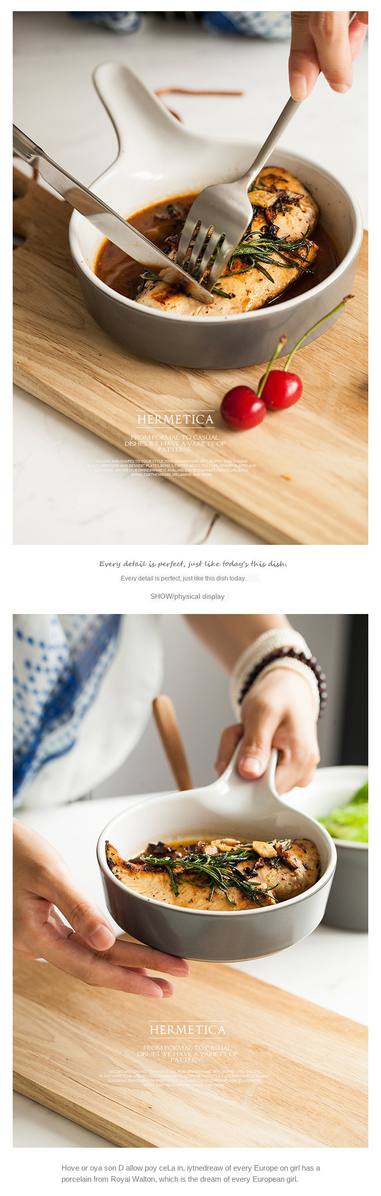 Nordic Ceramic Pizza Baking Dishes Pans With Handle Porcelain Bakeware For Kitchen Microware safe