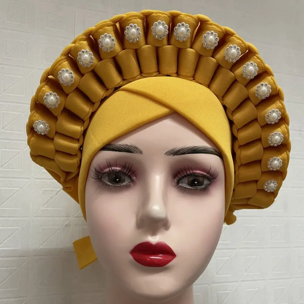 Прямая продажа с фабрики, новинка 2021, высококачественные женские головные повязки gele, элегантные головные повязки с камнями, африканские тюрбаны