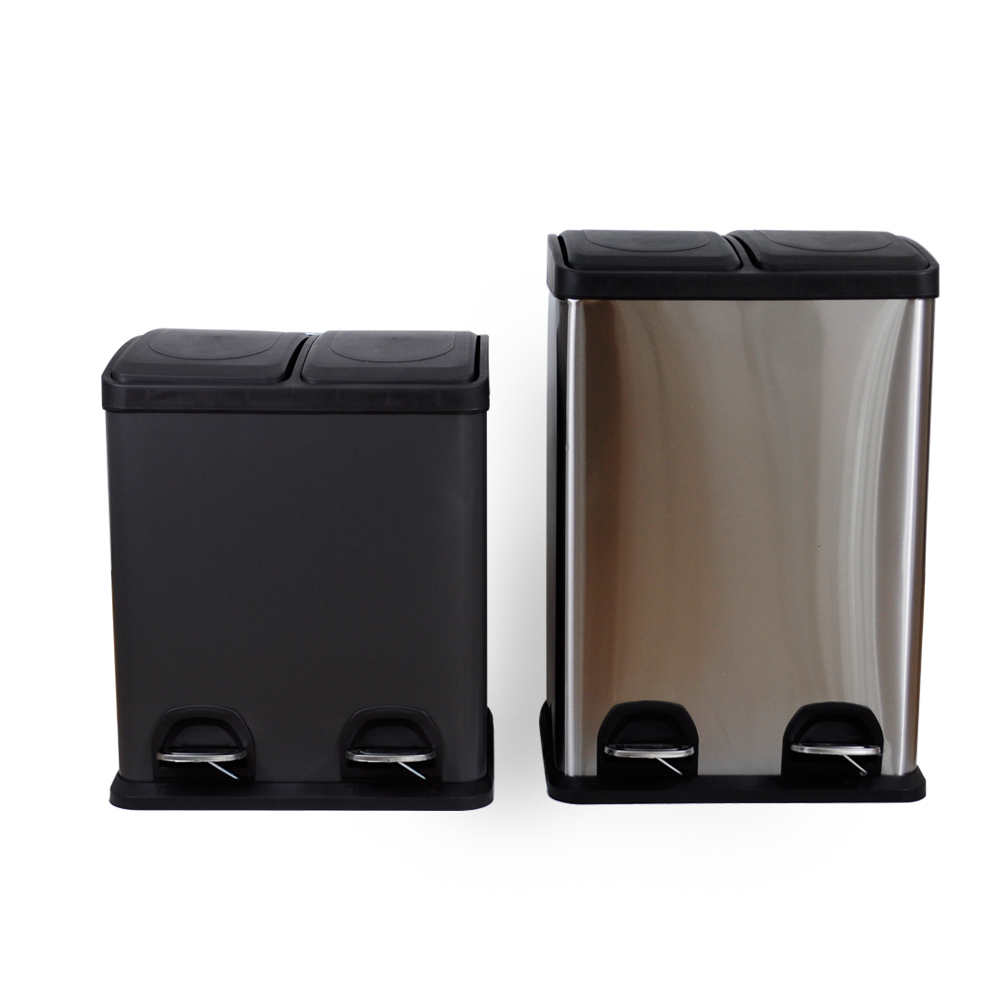 Modern 48L 60L Large Classified Metal Foot Pedal Compartments Trash Recycling Bins for Home Office