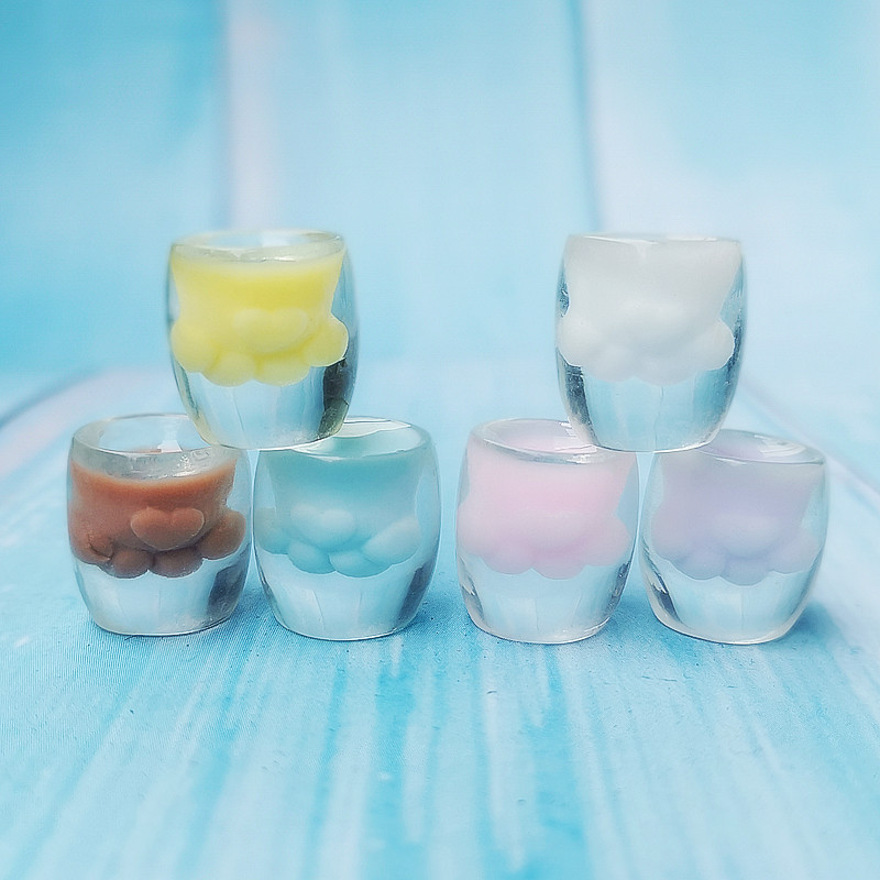 Key Chain Pendant Decoration Simulated Cute Cat Paw Coffee Cup Cabochons Resin Craft Embellishments For Phone Decoration