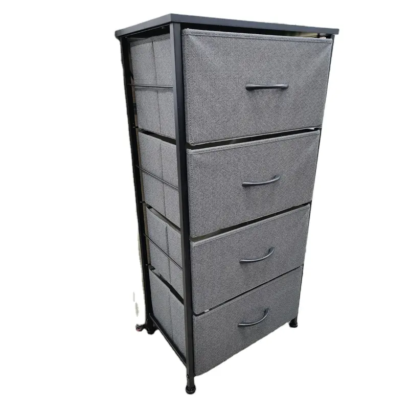 Superior quality simple design household 4 layer folding fabric drawers big capacity shelves storage rack