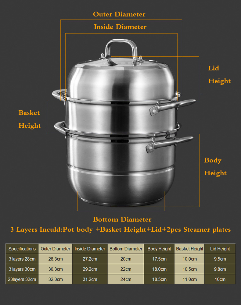 Multi cooker stainless steel pyrex glass steamer pot food steamer induction