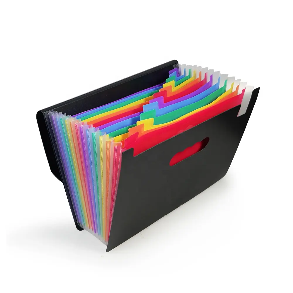 Rainbow Color A4 PP Plastic 5 6 8 12 13 24 Pockets Accordion Document Organizer Sorter Organiser Zip Bag Folder Expanding File