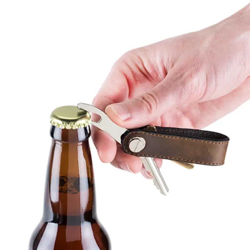OEM Custom Leather Key Organizer Chain Compact Pocket Bottle Opener Holder For Men