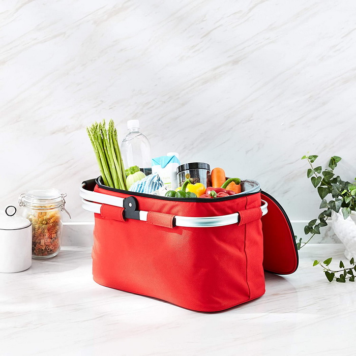 Große isolierte, faltbare 26-Liter-Einkaufstaschen-Kühlbox mit Aluminiumgriffen im Blumendesign