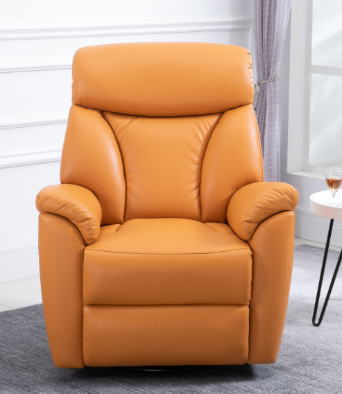 Orange Synethic Leather Super Soft Relaxing And Comfortable Manual Recliner Sofa Swivel and Rocker