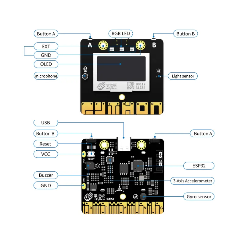 Mpython доска ESP-WROOM-32 Wi-Fi и BT OLED датчик IOT ESP32 макетная плата ESP32 комплект