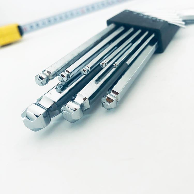 9 Pcs Mirror Polished Ball-Point Sliver Color Hex Allen Key Wrenches Set