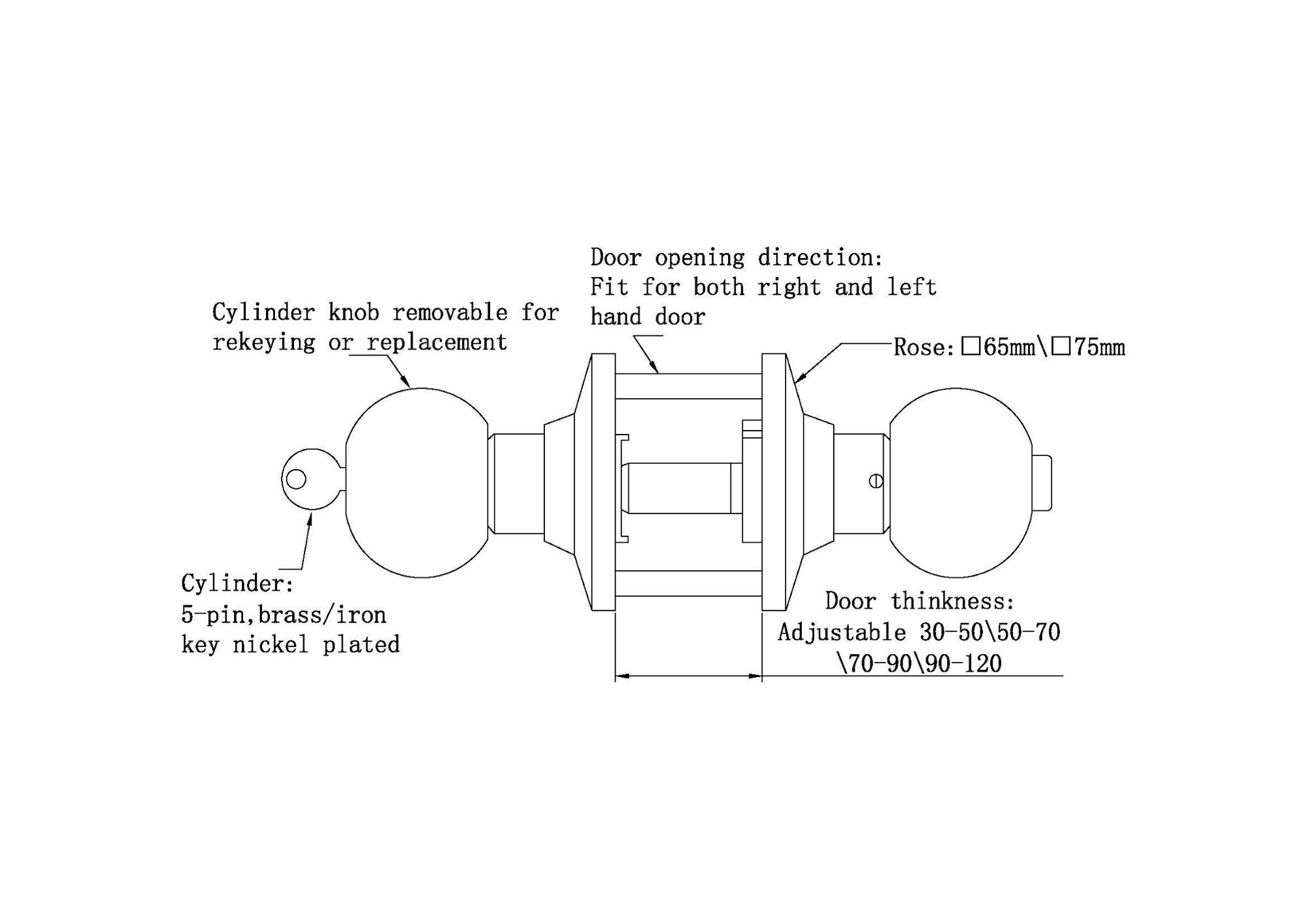 2019 New south America cylindrical knob door lock hardware