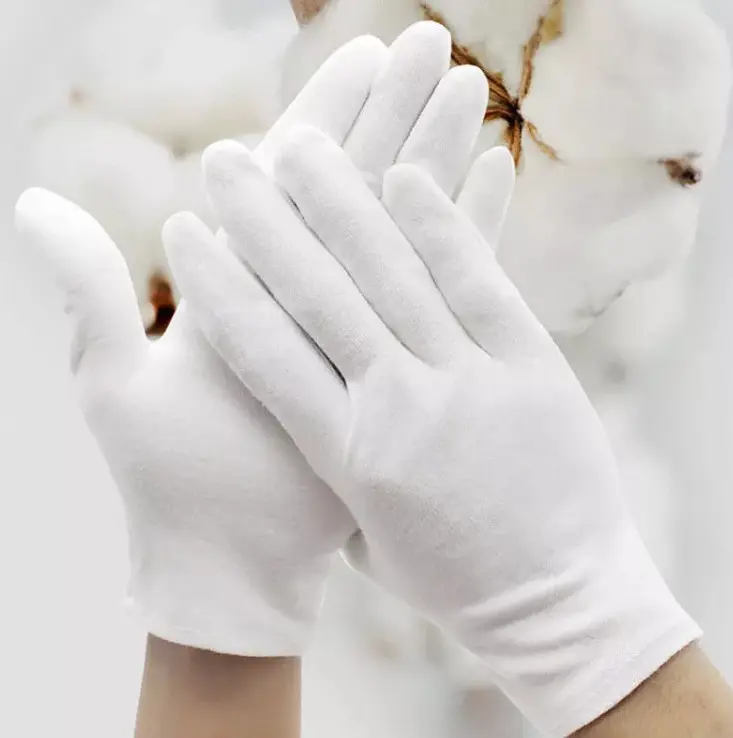Custom Logo Premium Uniform Marching Band White Cotton Gloves Household Work Cheap White Cotton Gloves