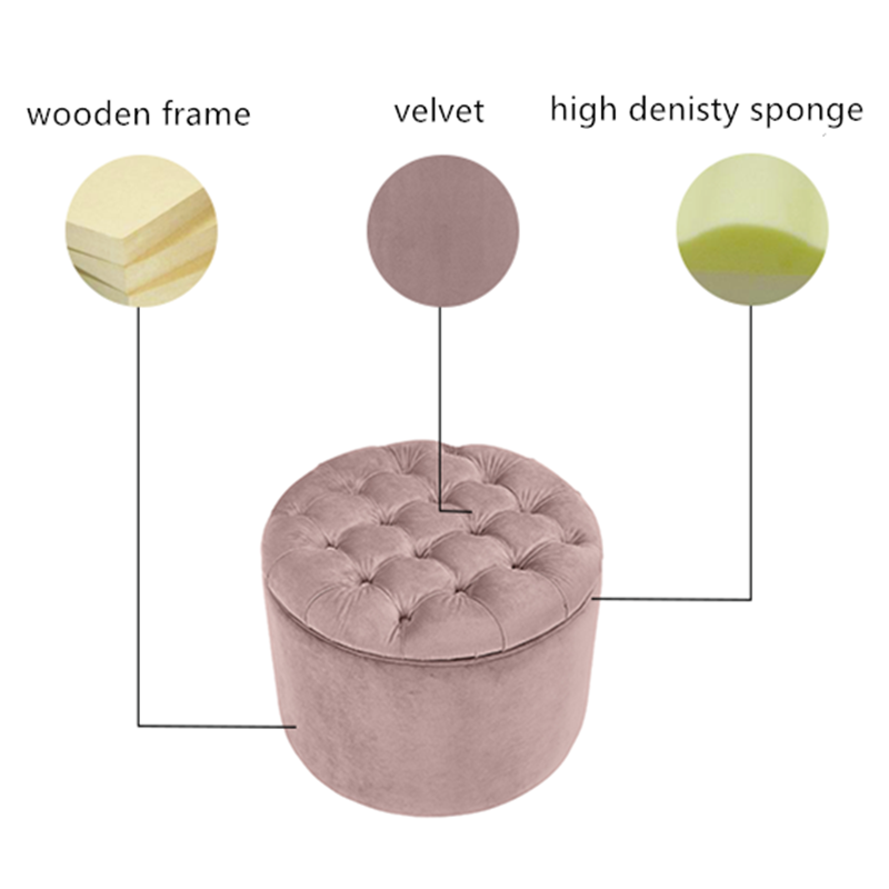 Velvet Ottoman Footstool Round Ottoman Pouf Living Room Furniture Fabric Home Furniture Home Stool & Ottoman Modern Storage