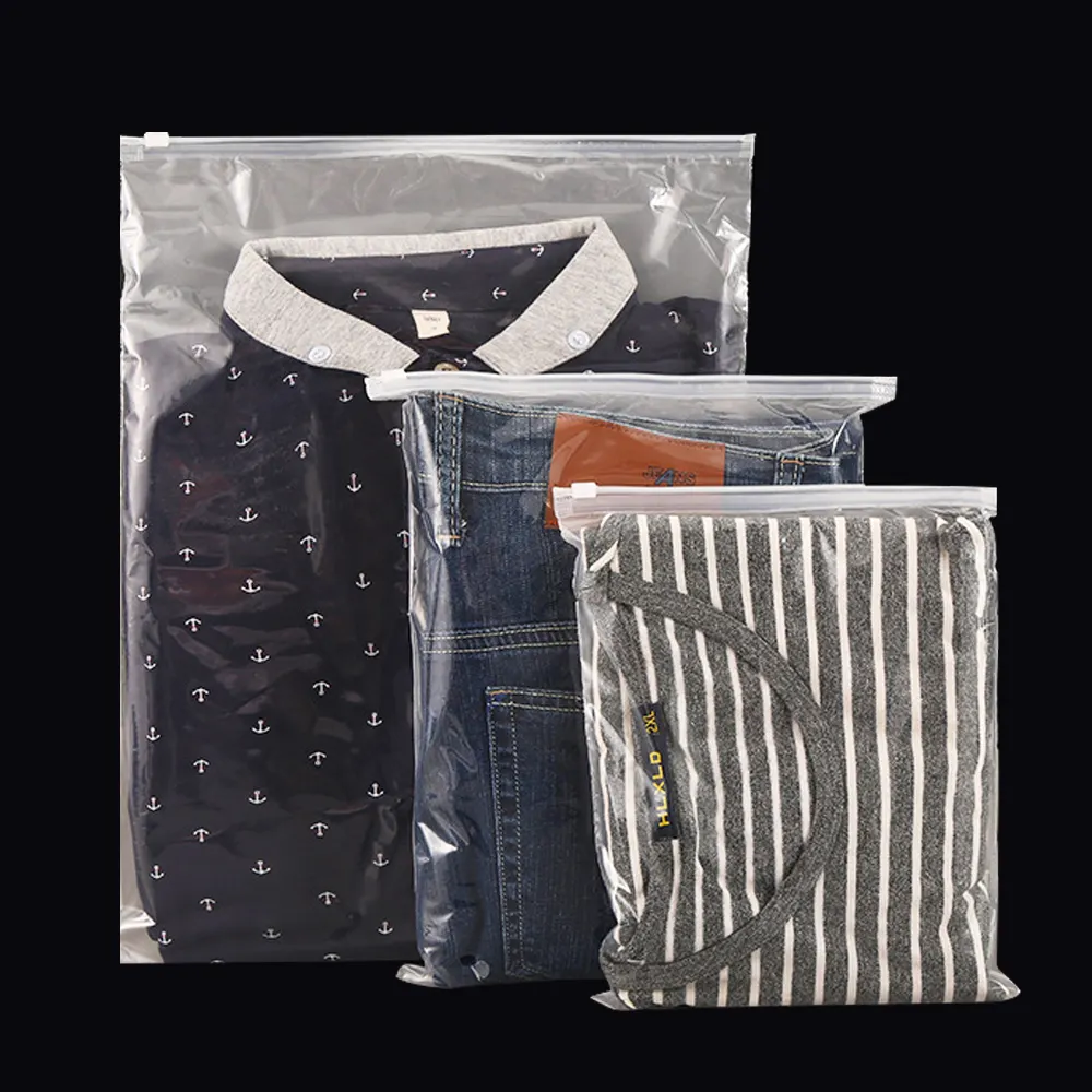 Take Out Plastic Bag Wholesale Custom Printed White Logo Reclosable Slider Plastic Bags Zipper Garment Packaging Poly Bag