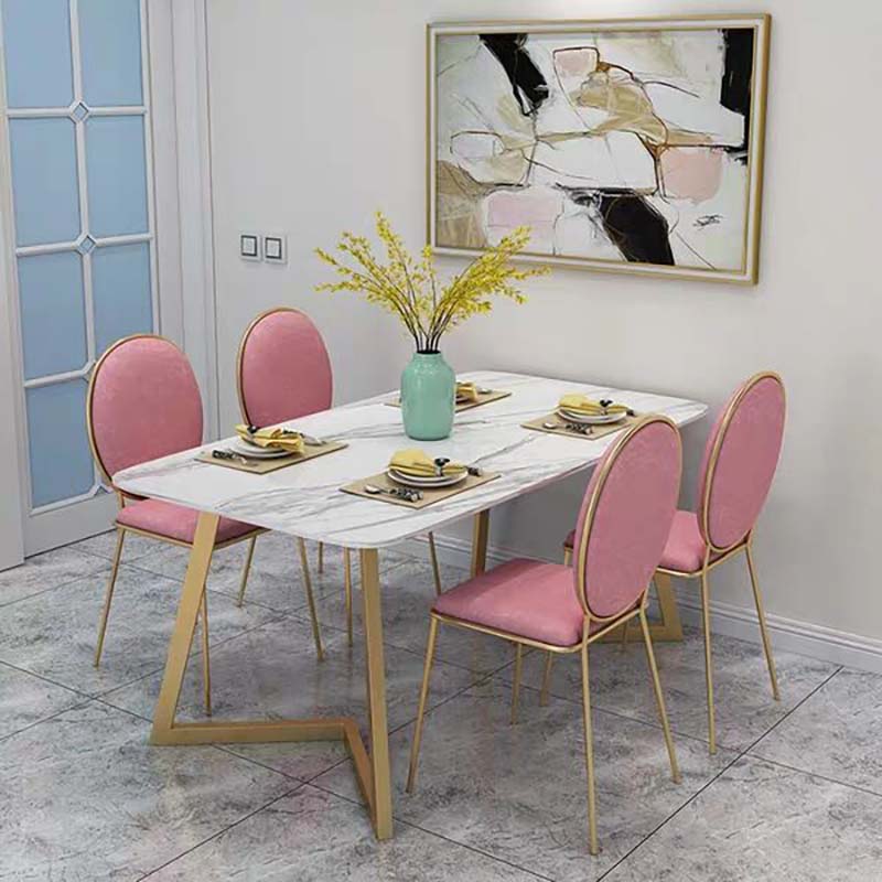 Hot Sale Nordic Modern coffee table sets  marble top metal steel legs fast food shop table and chairs for cafe shop