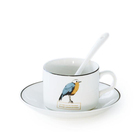 Western style bone china tea cup cartoon shaped ceramic coffee mug with saucer and spoon