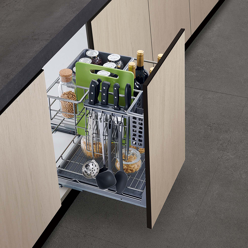 Best Quality and under sink basket kitchen pull out sliding dish rack Kitchen Cabinet Drawer